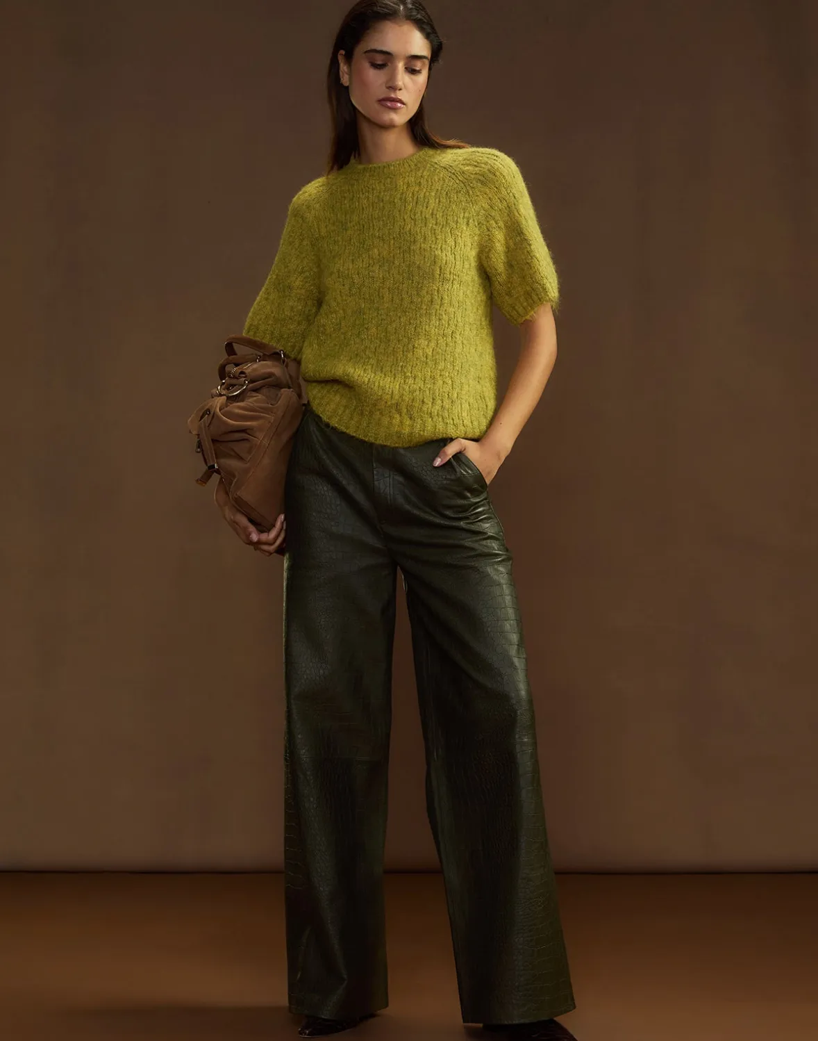 Cynthia Rowley Embossed Leather Pants- Bottoms