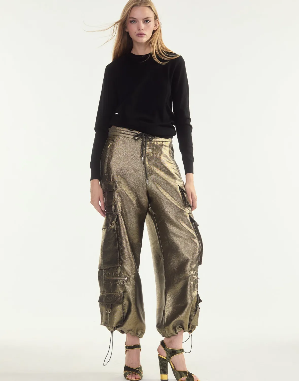 Cynthia Rowley Metallic Cargo Pants- Bottoms