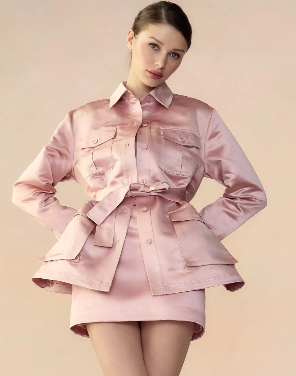 Cynthia Rowley Satin Safari Jacket- Tops | Jackets & Coats